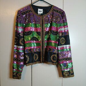 Vintage Leslie Fay XL Evenings Sequin Embellished Jacket (0792G4)